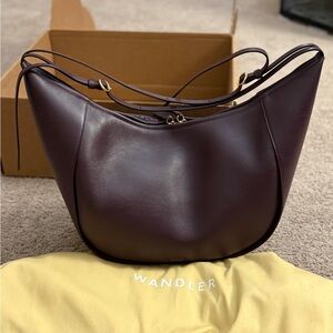 Wandler Lois Calf Hobo Bag Women Large Burgundy Leather Purse Shoulder Bag